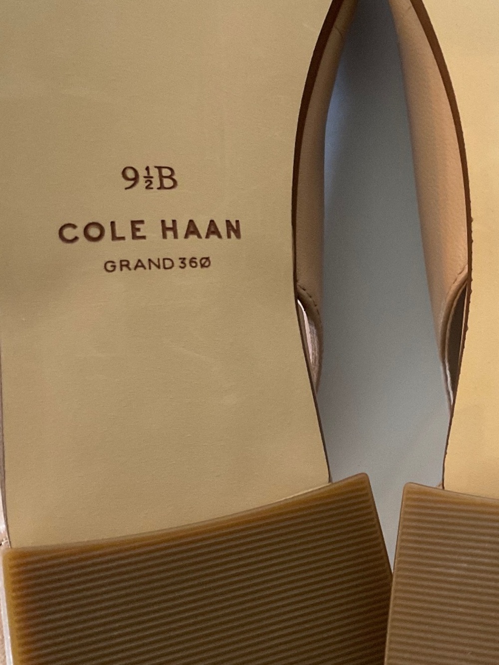 COLE HAAN Bria Cutout Flat Square Toe In Brush Tan Leather Size 9.5 NEW - Picture 9 of 11